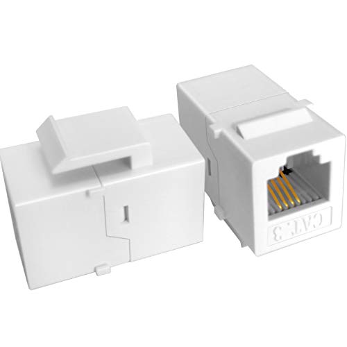 NECABLES 5Pack CAT3 Telephone Keystone Jack Phone Keystone Coupler RJ11 6P4C Female to Female White