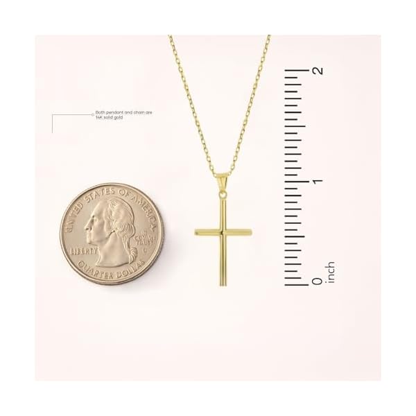 14K Solid Gold Necklace | Gold Chain Necklace For Women | 14K Gold Necklaces | Gold Pendant Necklace | Dainty Necklaces | 18" | Real Yellow Fine Gold - Image 4