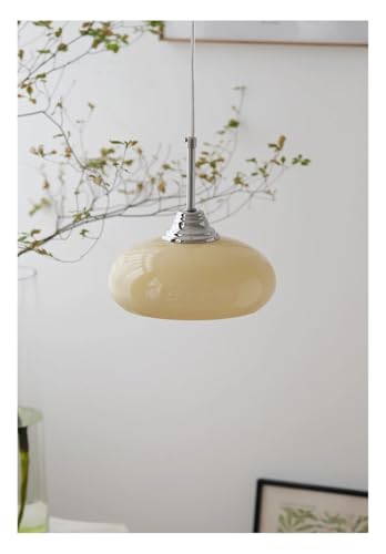 Abat-jour en verre blanc crème Primphe : luminaire chic et suspendu