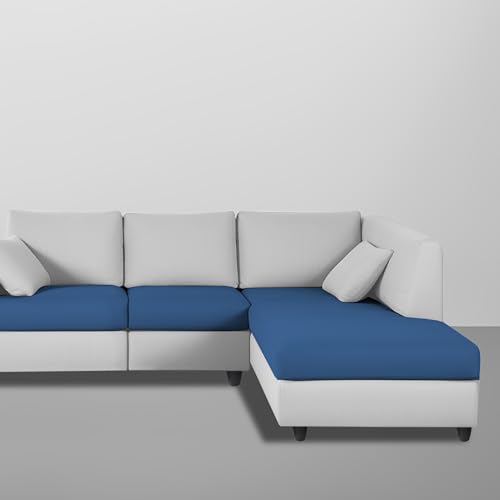 Image of Florian RHS 4 Seater L Shape Sofa Set for Living Room (Blue Grey Fabric) Premium Fabric Sofa
