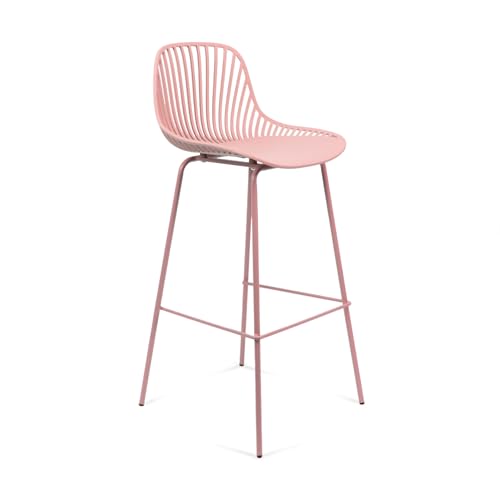 THE SECRET HOME   Taburete Alto de Polipropileno y Metal   Alto. 103 cm x Largo. 48 cm   Asiento Extra para el Hogar   Ideal para Cocina, Salon   Color Rosa