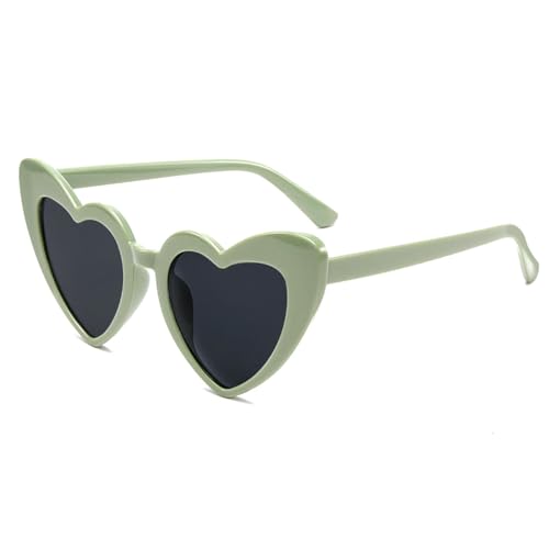 YooThink Love Heart Shaped Sunglasses for Women Vintage Cat Eye Mod Style Retro Glasses (Sage Green)