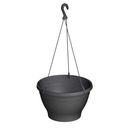 VERDENIA Melrose Pot de Fleurs à Suspendre, Design élégant et Durable, léger, intérieur et extérieur, résistant aux intempéries, diamètre : 26 cm, 26 x 26 x 60 cm, Anthracite