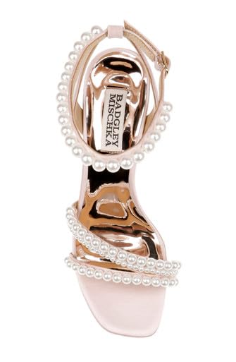 Image of Badgley Mischka Women's Feisty Pearl Block Heel | Party Sandals