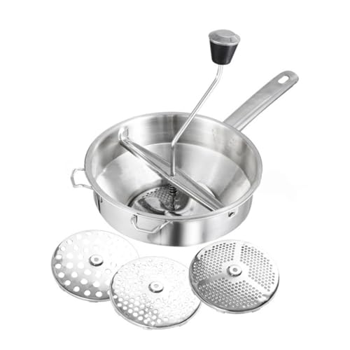 jojofuny Moulin Alimentaire Acier Inoxydable pour Légumes et Fruits Presse-purée Manuel Mixeur Culinaire Démontable et Sécurisé pour Cuisine Professionnelle
