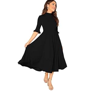 Verdusa-Womens-Elegant-Ribbed-Knit-Bell-Sleeve-Fit-and-Flare-Midi-Dress Verdusa Women's Elegant Ribbed Knit Bell Sleeve Fit and Flare Midi Dress Black L