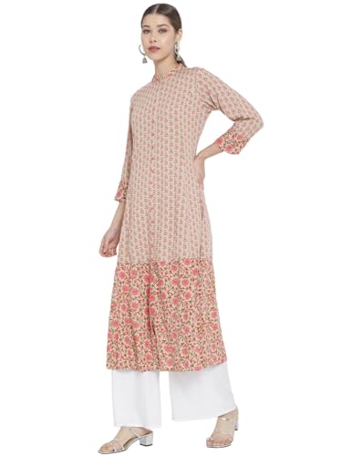 Image of Yash Gallery Women's Viscose Rayon Relaxed Fit Anarkali Floral Kurta