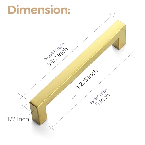 Ravinte-30-Pack-5-Inch-Stainless-Steel-Cabinet-Handles-Square-Cabinet-Pulls-Brushed-Brass-Cabinet-Hardware-Kitchen-Cabinet-Drawer-Pulls-Come-with-Screwdriver