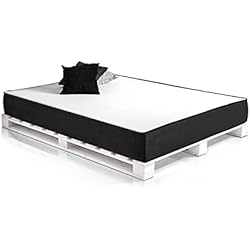 Somieres Con Palets Cama de 135 | Somier con Patas | Láminas Madera de Palets | Base/Estructura útil para Camas Matrimoniales Juveniles (135x190x 14 cm, Blanco)