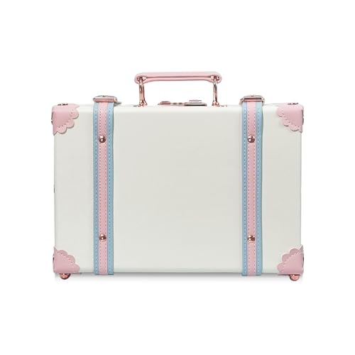 Unitravel Baby Keepsake Case, Handmade Memory Storage Box, Newborn Keepsake Box, Vintage Suitcase for Baby Shower, Baptism, Naming Ceremony or Birthday (cream white, 13")