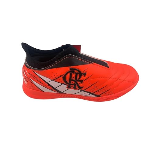 Chuteira Flamengo Oxn Avanti 3 Elastic Neo Futsal Pro Pvc - Infantil - Coral/Branco