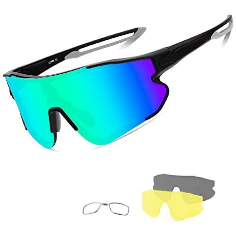 DUDUKING Cycling Sunglasses for Men Women Biking Glasses With 3 Interchangeable Lenses TR90 Frame UV400 Protection Sports Glasses Windproof Goggles Cycling Climbing Fishing Driving Golf (black gold) Cover