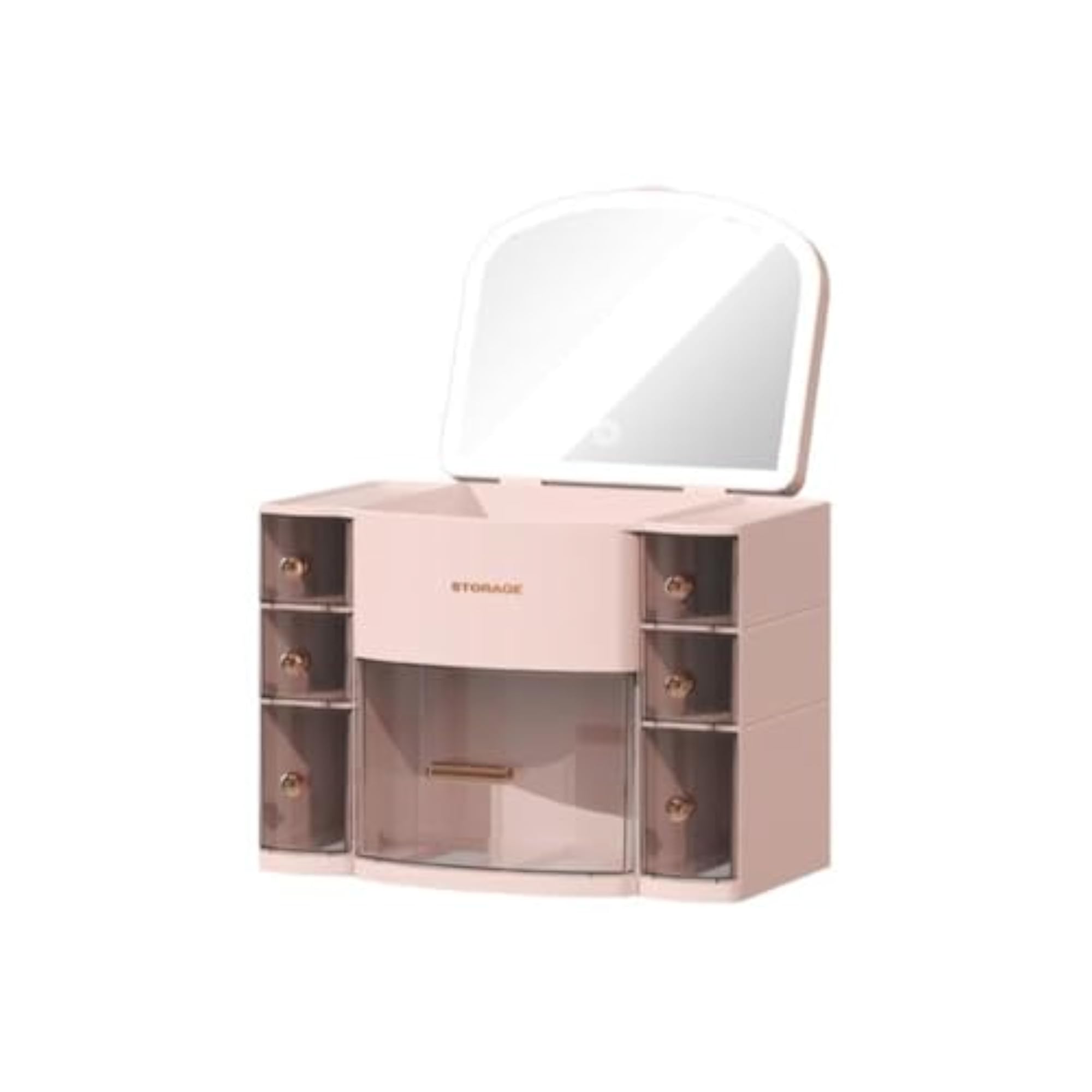 Large Capacity Makeup Organizer Box with Mirror, Dust Protective
