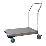 neoLab 2-7076 Edelstahl-Plattformwagen 820 mm x 545 mm, 4 Lenkrollen