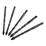 Vierschneidiger Exzenterbohrer für Glasfliesen, Hartmetall-Dreieckbohrer mit Sechskantschaft, 5-teiliges Set (A: Wasserbohrer 6681012mm) mit kompatibler (E)