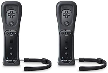 LION FISH - Motion Plus Remote Controller (2 Packs) for Nintendo Wii Video Game Gamepads. (Black)