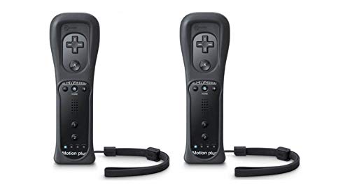 LION FISH - Motion Plus Remote Controller (2 Packs) for Nintendo Wii Video Game Gamepads. (Black)