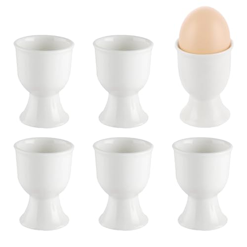 Coquetiers en Porcelaine, Tasse à Oeufs Blanche, 6 Tasses à Oeufs en Céramique Blanche, Coquille D'oeuf de Cadre D'oeuf, 7 x 5,2 cm Tasse à Oeufs en Porcelaine Blanche, Petit Déjeuner, œufs Durs