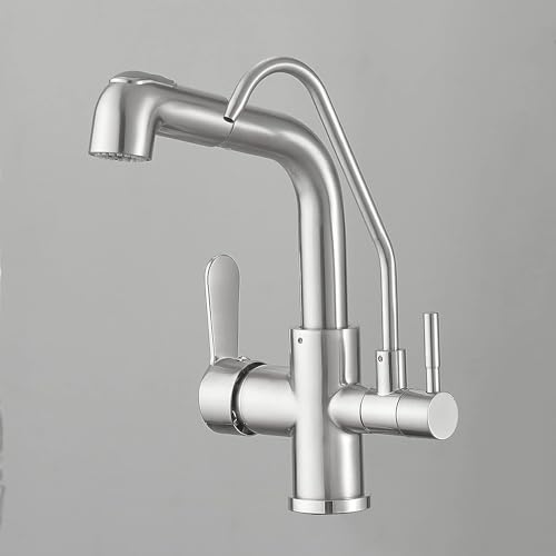 Robinet 3 voies extensible en nickel brossé avec 2 types de jets - 2