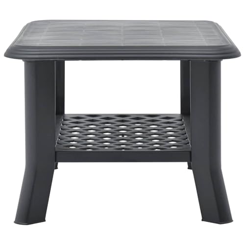 Table basse de jardin en plastique anthracite 90x60cm pour meuble de terrasse et extérieur