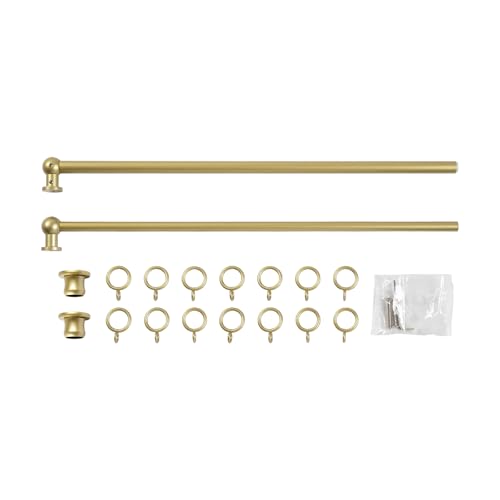 Image of TWOPAGES 18 to 28 Inches Adjustable Cafe Curtain Rod with Rings, Inside /Outside Mount Gold Window Rod for Kitchen Window Bathroom French Door