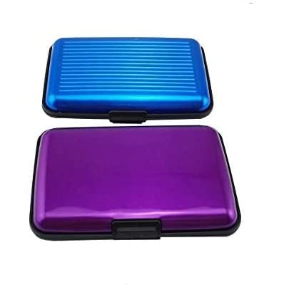 Yueton Kreditkartenetui mit RFID-blockierender Hülle, Kreditkartenetui für Damen und Herren, 2 Stück (lila, blau) Cover