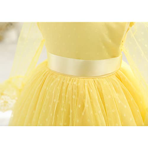 Yellow Cute Princess Dress For Girls Big Bow-Knot Back Zipper Christmas Fashion Gown Dresses For Special Occasion Birthday Wedding Party First Communication 2-3T #TOP4