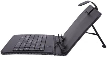 HDE Diamond Stitch Univeral Hard Leather Folding Folio Case Cover with Micro USB Keyboard for 7" Tablet (Black)