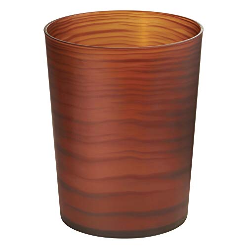 mDesign Decorative Round Small Trash Can Wastebasket, Garbage Container Bin for Bathrooms, Powder Rooms, Kitchens, Home Offices - Shatter-Resistant Plastic in Amber