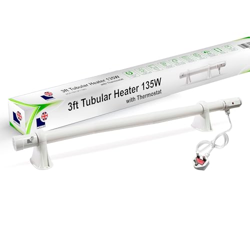 Morris Tubular Heater 1ft 2ft 3ft 4ft Tube Heater With Built In Thermostat Green house Bathroom Conservatory (3FT (135w))