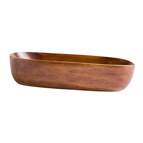 HOLIDYOYO 1pc Wooden Pallet Decorative Food Tray Food Container Beverage Container Snack Plate Snack Container Pastry Stand Bandejas para Comida Key Bowl Flatware Tray Snack Bowl Light Brown