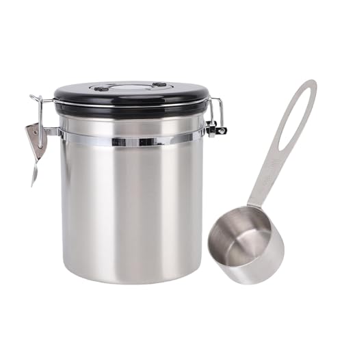 Recipiente hermético para café de acero inoxidable mediano con cuchara 7