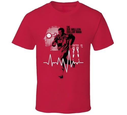 Six Million Dollar Man 70s TV Lee Majors Fan T Shirt Red