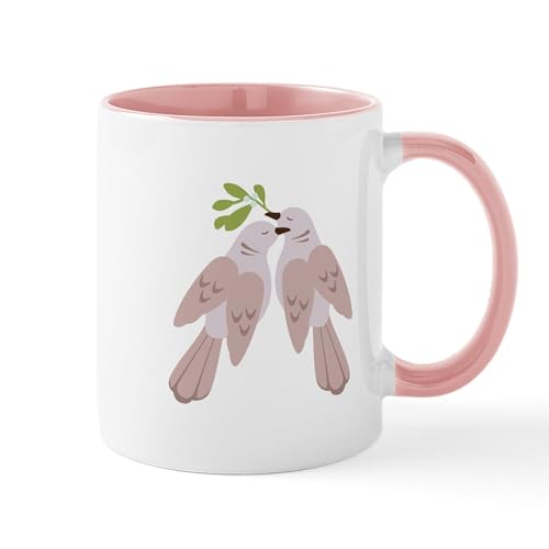 Taza de cerámica 11 oz con símbolo de paz y paloma miniatura 1