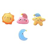 MAJORMENCH 4個 星形デザイン毛織物吊り下げ飾り キーホルダー バッグ用ぬいぐるみ月 星 太陽 雲チャーム デコレーション