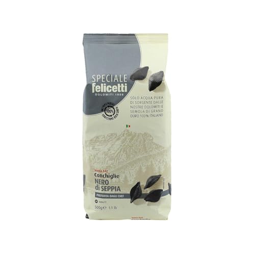 FELICETTI Squid Ink Conchiglie Pasta, 500 GR