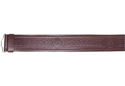 AAR Leather Kilt Belt Scottish Embossed Highland Brown without Buckle Size (XXLarge)3