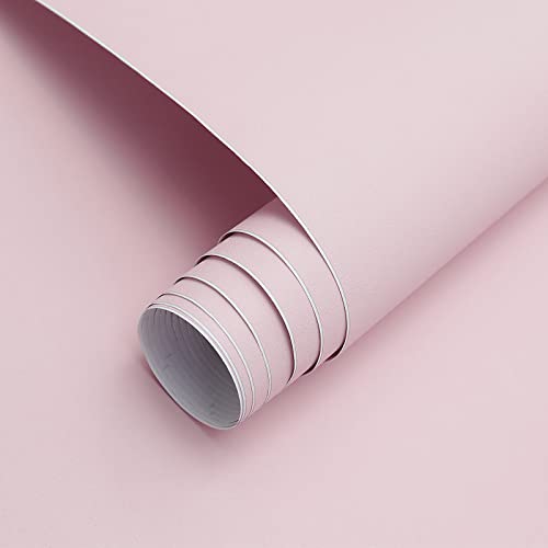 HeloHo Solid Light Pink Wallpaper Matte Textured Peel and Stick Wallpaper 118'X...