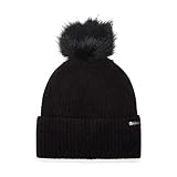 Steve Madden Women's Space Dye Beanie with Faux Fur Pom (Black)