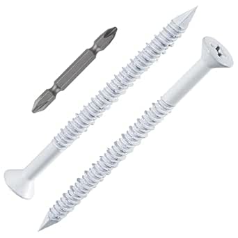 WenSilon(30 PCS) 1/4"x2-3/4 White Concrete Screw Anchor White Flat Head ...