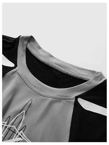 Image of GORGLITTER Men's Y2k Graphic Shirts Oversized Crewneck Short Sleeve Summer Vacation Cool Boxy Streetwear Tee Top