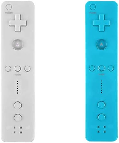 2 Packs Nunchuck and Remote Controller for Wii Wii U Console - White and Blue