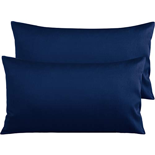 NTBAY 2 Pack 500 Thread Count 100% Egyptian Cotton Pillowcases, Super Soft Cozy and Breathable Envelope Closure King Pillow Cases, 50x90 cm, Navy
