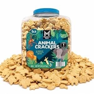 Animal Crackers Cookies, 5lb Bulk Tub, Classic Sweet Crunchy Low Fat Snack, 0g Trans Fat, Kids Toddler Lunch Box School Treats, Office Party Snacks, Family Size Pantry Staple, 5lb Tub