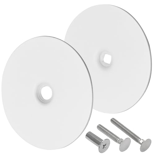 Hordion 1 Pack Door Hole Cover Plate, 2-5/8" Deadbolt Cover Hole Filler Plate White Round Door Knob Hole Cover with Screws for Door Thickness 1-5/16" to 1-5/8"