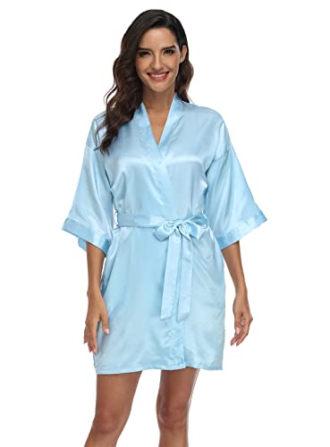 Image of Women's Pure Short Silky Robes Bridesmaid Bride Party Satin Robes Sleepwear