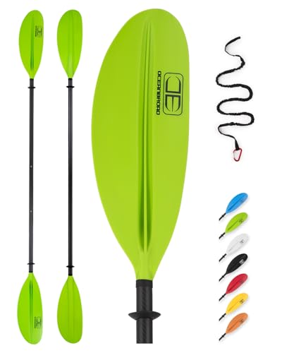 Image of OCEANBROAD Kayak Paddle 230CM /90.5 Inches Carbon Shaft Kayaking Boating Oar with Paddle Leash