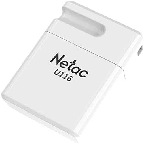 Netac 32GB Ultra Mini USB 3.2 Gen1 Memory Pen, U116, Cap, Lanyard Hole, Software Encryption, white, 32 GB