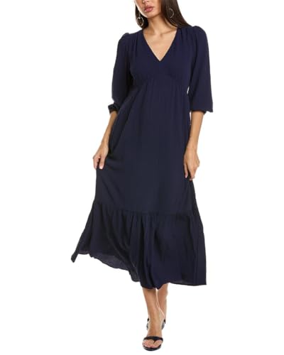 Robe décontractée longue femme Anne Klein robe maxi col v coupe empire taille 44 moderne