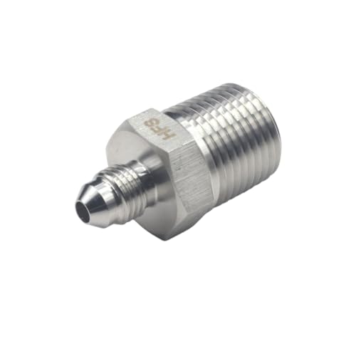 Image of HFS(R) 1 /2 inch NPT Male to 1 /4 inch JIC Male Adapter Flared Tube Fitting Pipe Connector Stainless Steel 304